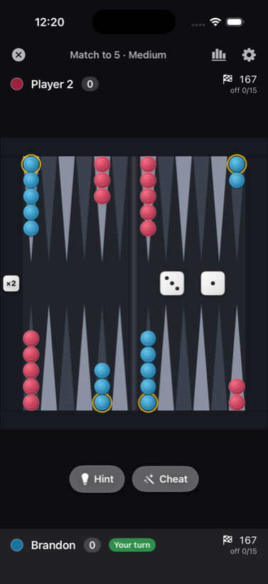 The board in the Midnight Slate theme
